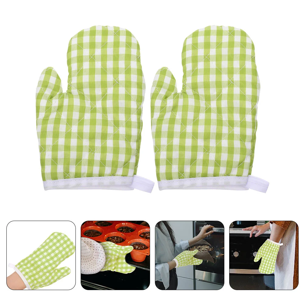 

2 Pcs Oven Mitts Baking Gloves Mittens Heat-resistant Bbq Kitchen Non-slip Cooking