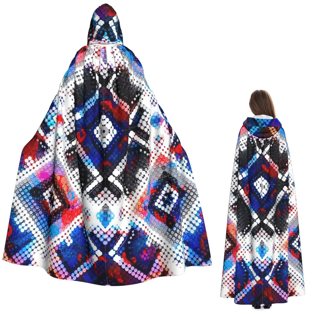 후이초르 멕시코 전통 롱 후드 망토 마녀 중세 의상 코스프레 케이프 할로윈 코트 성인 유니섹스