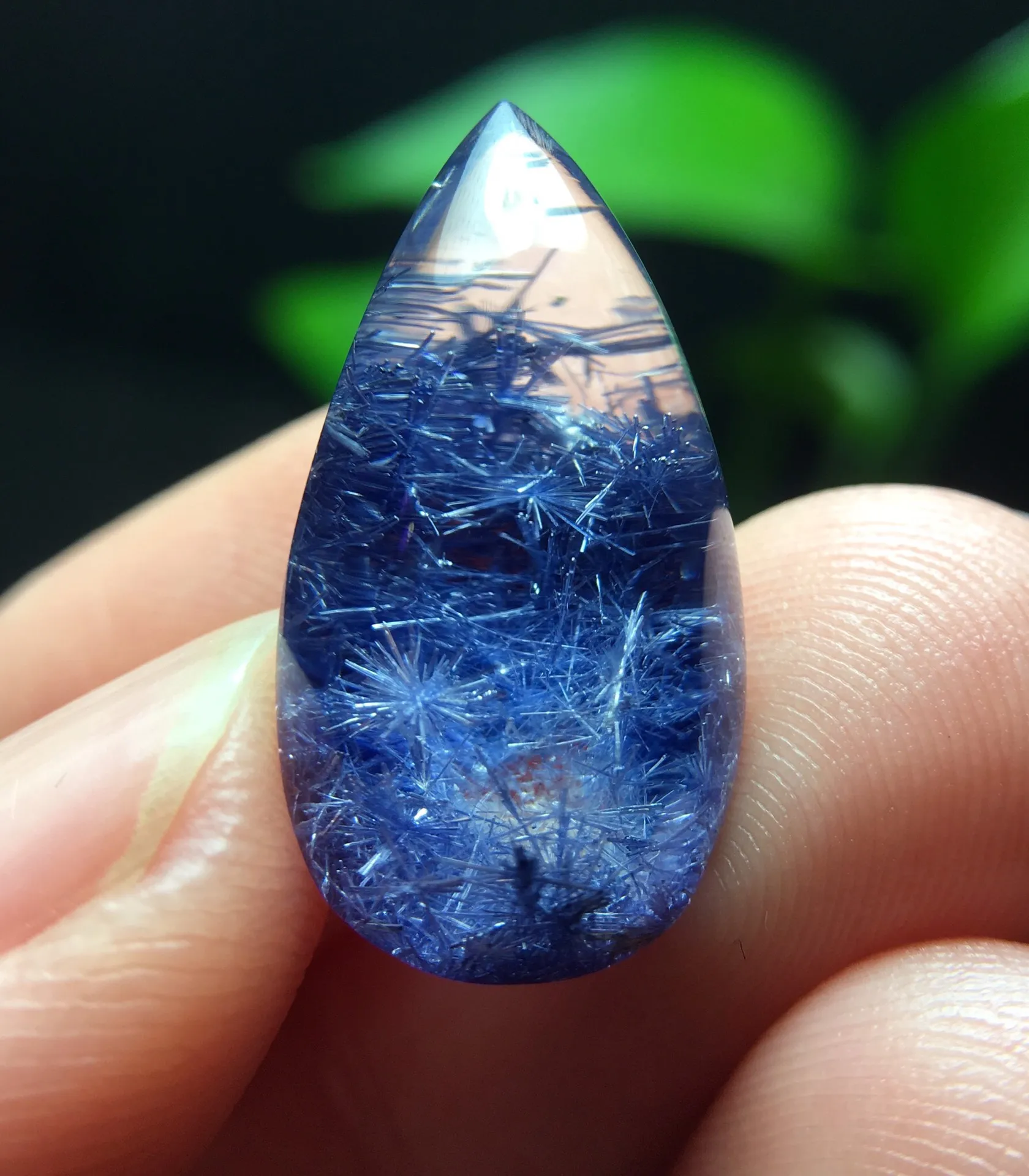 

Natural Blue Rutilated Dumortierite Quartz Pendant 22*12.2*9.5mm Clear Flower Necklace Gold Jewelry AAAAAAA