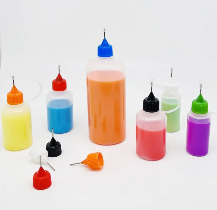 5Pcs Colorful 3/10/15/20/30/50/60/100/120ml Refillable Squeezable Needle Bottle Point Line Diy Polymer Clay Tools Gifts