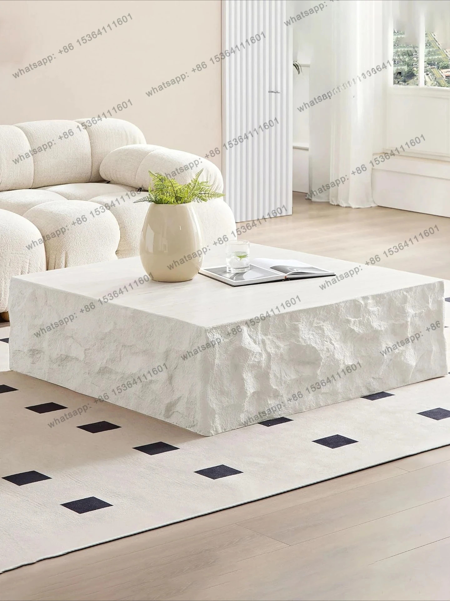 

New modern simple living room coffee table, home Italian designer high-end cave stone square