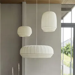 Rustic Fabric Pendant Lights wabi sabi lantern light Living Room Minimalist Art Deco Lamp Home Decor Coffee Shop Dining light