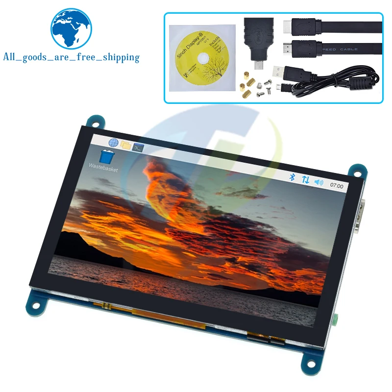 

TZT 5 Inch Portable Monitor HDMI 800 x 480 Capacitive Touch Screen LCD Display For Raspberry Pi 4 3B+/ PC/Banana Pi / ESP32