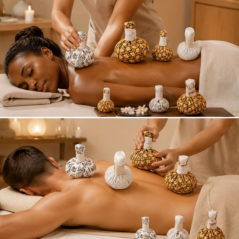 3-Pack of Thai-Style Warm Compress Balls, Special Hot Compress Therapy Pack for Beauty Salons and Spas, Shoulder, Neck, and Back Soothing Massage Hot Compress Tool, Home-Use Shoulder, Neck, and Back Care Hot Compress Pack