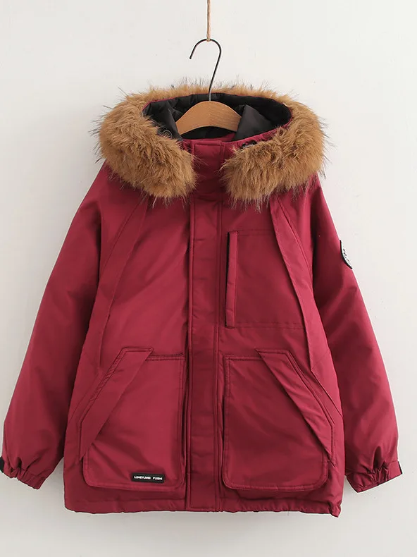[Ready Stock] Giacca invernale da donna in cotone caldo spesso di alta qualità Parka da donna Capispalla addensato in cotone morbido leggero vintage giapponese