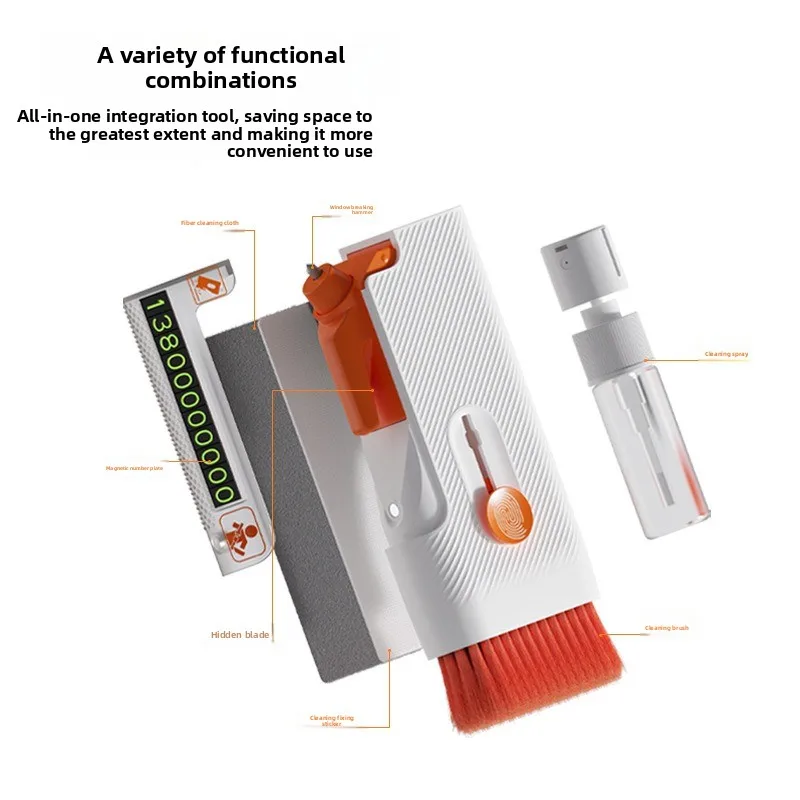 New All-in-one Car Window Breaker with Cutter Screen Cleaning Stop Sign Emergency Escape Safety Tool