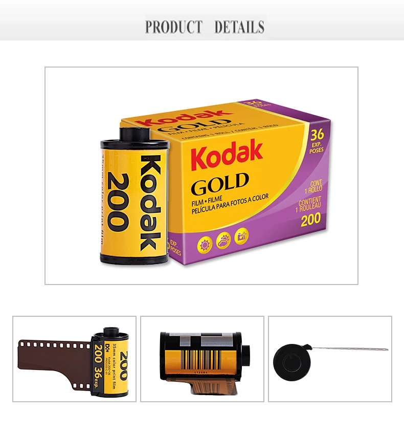 1-10 Roll KODAK GOLD 200 Color Negative Film 35mm Roll Film 36 Exposure per Roll Fit For Kodak H35 M35 / M38 / Ultra F9 Camera