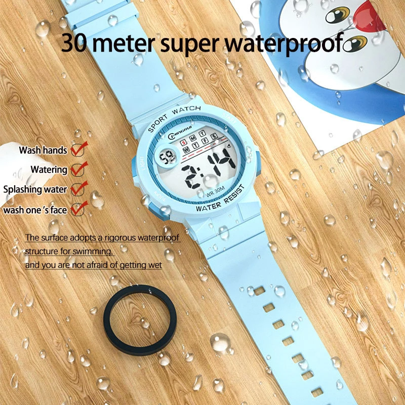 ZH219 New Fashionable Student Electronic Watch Alarm Clock Waterproof LED Night Light Swimming Children's Watch ﻿