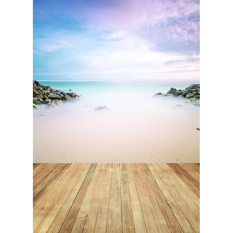 SHENGYONGBAO Spring Flower Forest Wooden Floor Backgrounds Sky Sea Baby Portrait Photo Backdrops Studio Props 211025 ZLSY-85