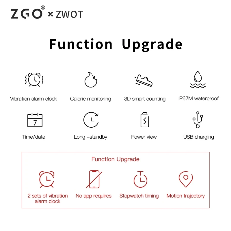 ZGO Multifunctional Health Tracking Sports Bracelet Ip67 Waterproof Sports Watch Suitable For Men And Women 4 Color Choices 660X