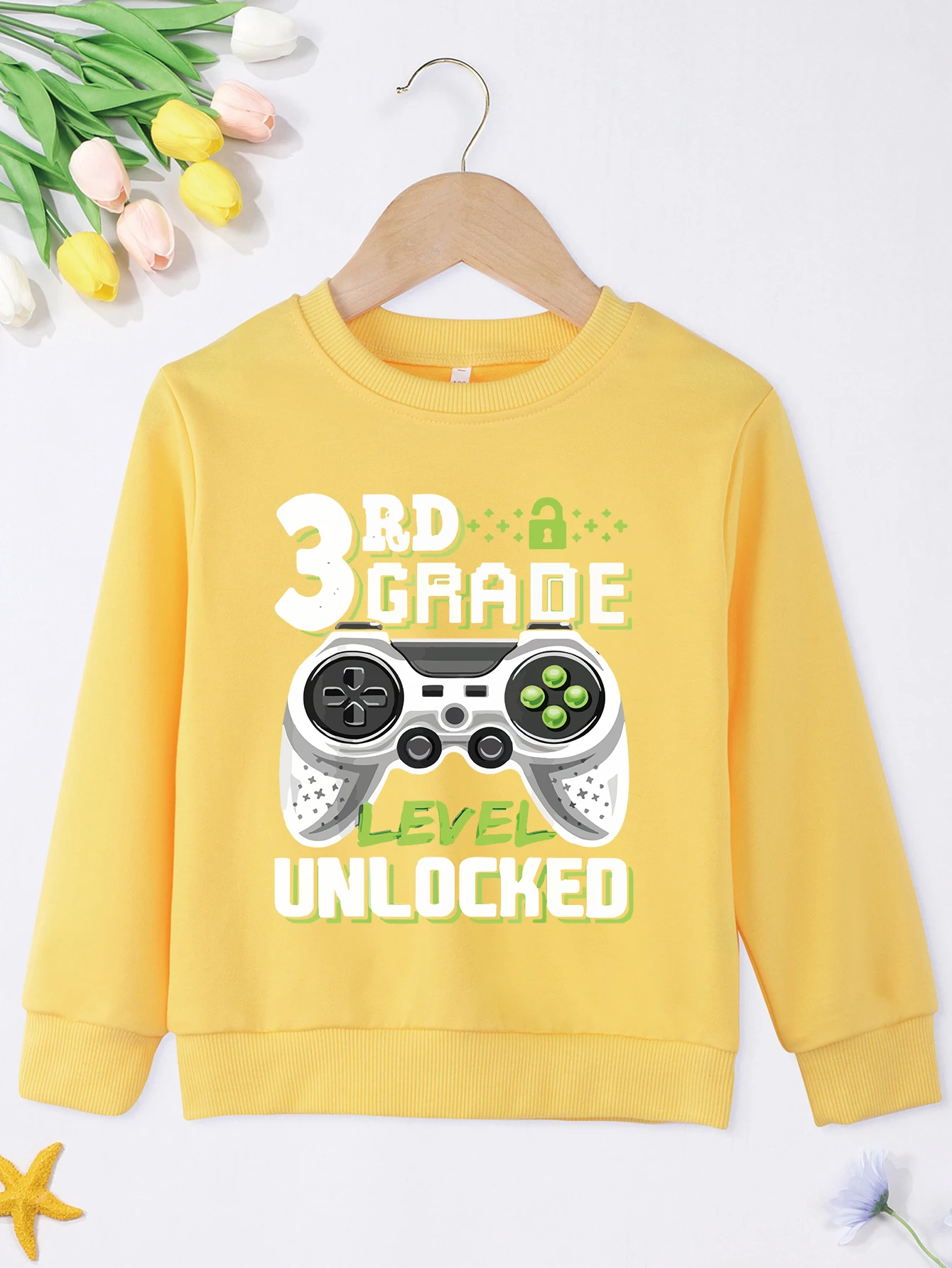 Kid Pullover Cool GamePad 3RD GRADE LEVEL UNLOCKED Print Baby Boy Girl Sweatshirt