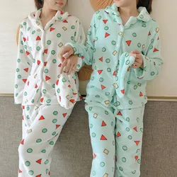 Thickened Warm Women Flannel Cartoon Pajamas Winter Geometric Coral Velvet Home Wear Ladies Sleepwear Long-Sleeved Nightwear