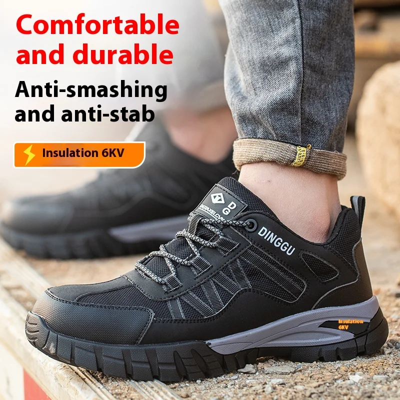 Fashion New Men Safety Shoes Work Boots Insulation 6KV Indestructible Wear Resistant Non-slip Male Sneakers Footwear