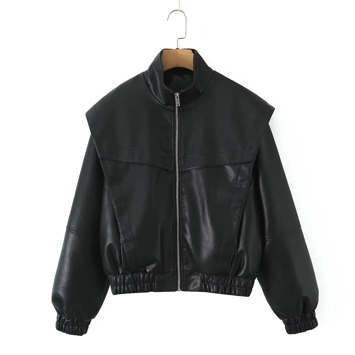 

Shreetwear PU Leather Jacket Women Stand Collar Bomber Jacket Faux Leather Moto Biker Jackets Fashion Women Clothes Outerwears