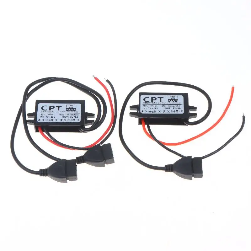12V to 5V 3A DC Voltage Reducer Converter Single/Dual USB Port for Car Rear Seat Phone Charging Modification