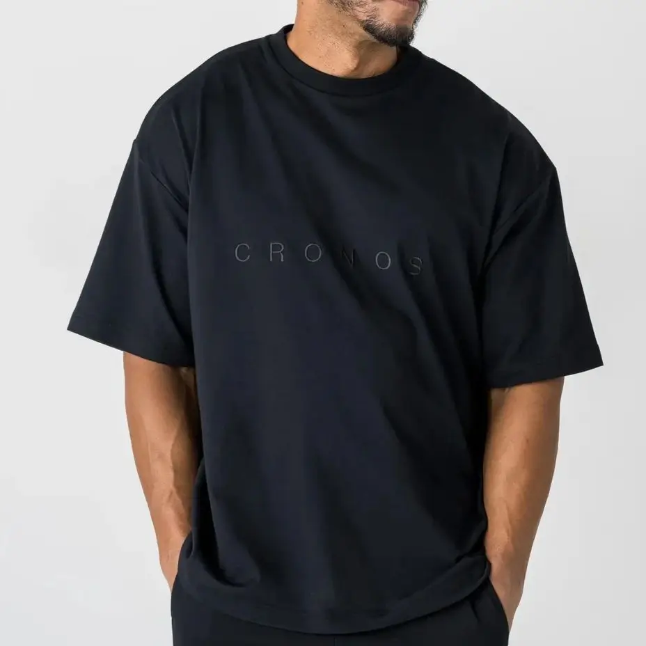 CRONOS SIGNATURE ACCENT Men's T Shirts Vintage Casual Short Sleeve Tees Cotton Oversized Man Clothing Outdoor O Neck Y2k T-Shirt