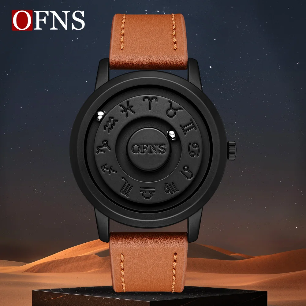 Fashion OFNS new 1553 luxury men's quartz watch waterproof Roman scale magnetic levitation ball men's quartz watch
