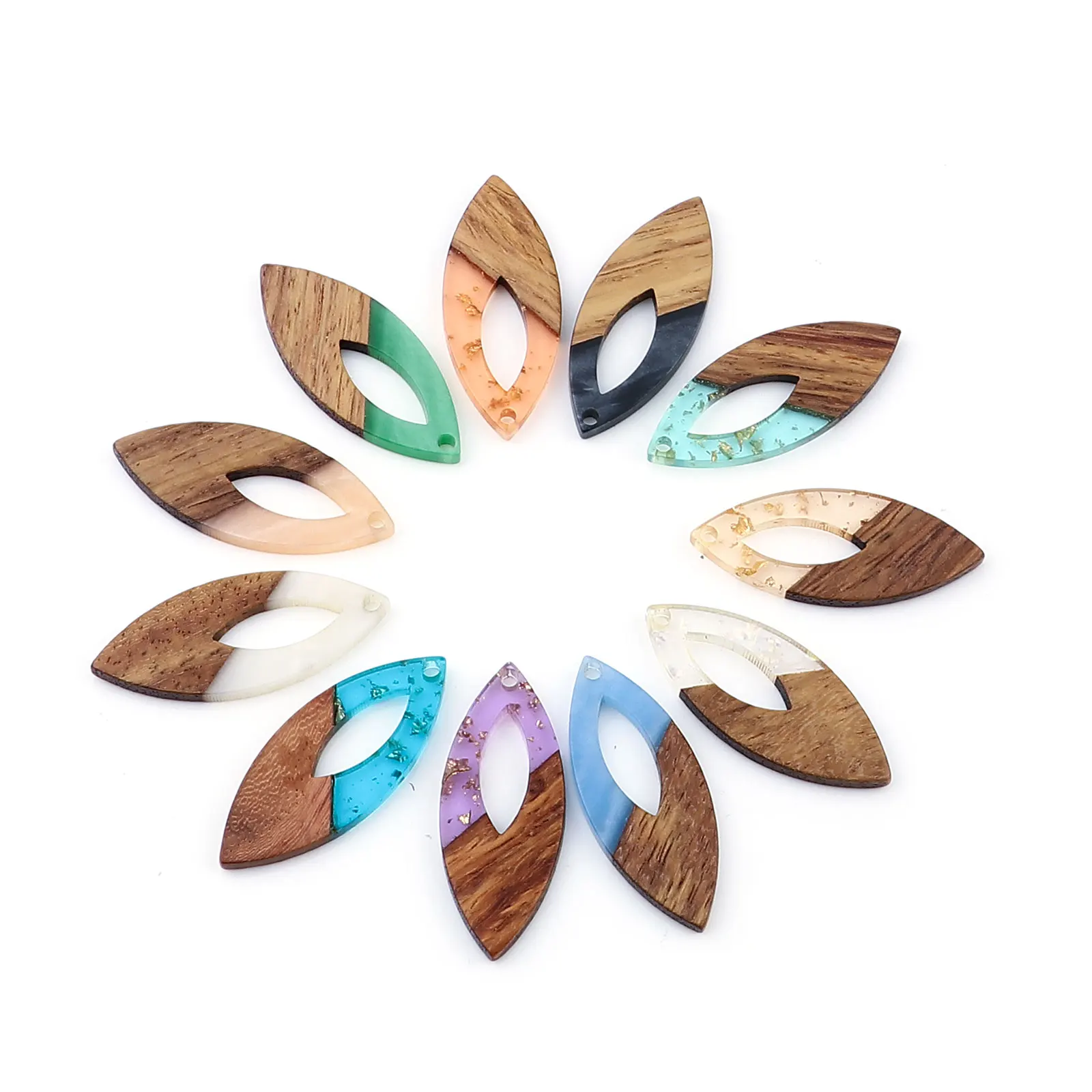 Dijes de resina de olivo huecos, colgantes de madera secreta para pendientes, llaveros, collares, joyería artesanal, 3 piezas, 3,8 cm X 1,6 cm