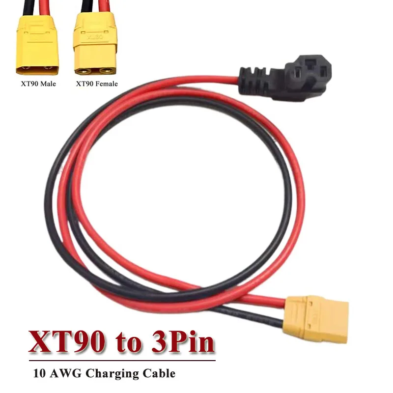 XT90 to 3Pin Lithium Battery Charging Cord 10AWG Cannon Electric Vehicle E-bike Discharging Cable Charging Port Adapter Wire