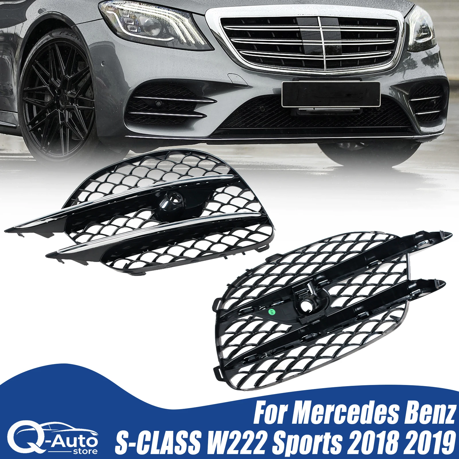 2228857300 2228857200 Car Accessories For Mercedes Benz S-CLASS W222 Sports 2018 2019 Front Bumper Fog Light Frame Cover Bezel