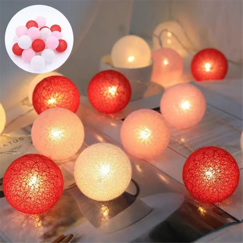 10/20 LEDs String Lights Cotton Thread Balls Home Decoration Lamp for Party Wedding Color Light String Christmas Decorations