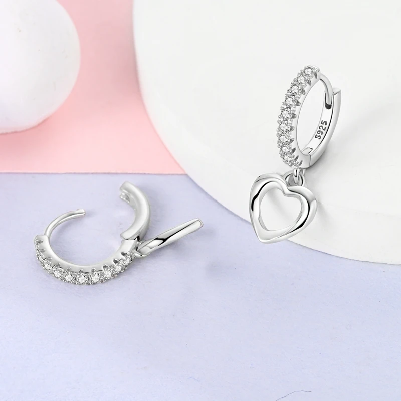 Exquisite 925 Sterling Silver Dream Satellite Inlay Heart Gemstone Earrings for Women\'s Trendy Creative DIYJewelry Accessories