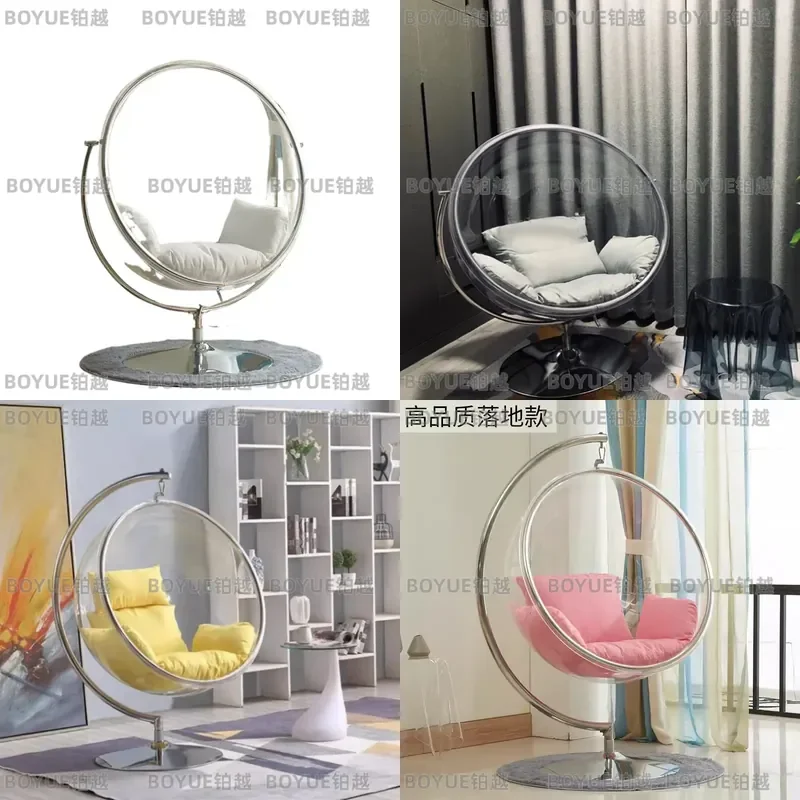 Transparent Acrylic Hanging Bubble Chair Outdoor Swing Glass Ball Seat Nordic Style Space Pod for Garden Patio Relaxation