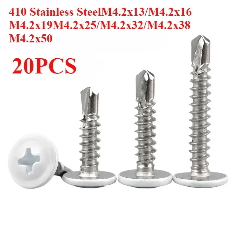 

410 Stainless Steel Wood Self-tapping Screw for Sheet Metal Self White Cover Woodworking Self Drilling Thread Garden Furniture