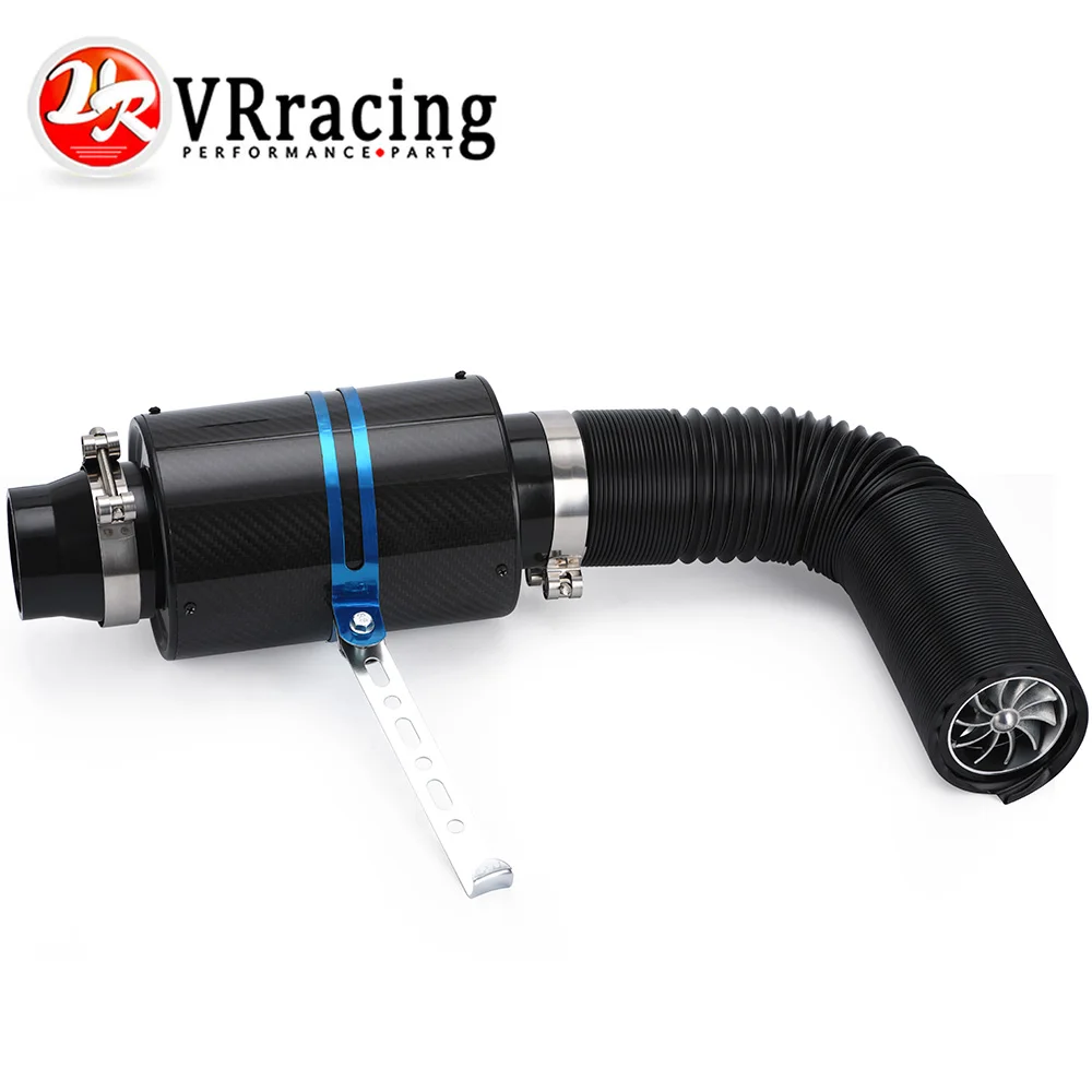 VR - Air Intake With Fan Universal Racing Carbon Fiber Cold Feed Induction Kit Air Intake Kit Air Filter Box  VR-AIT14