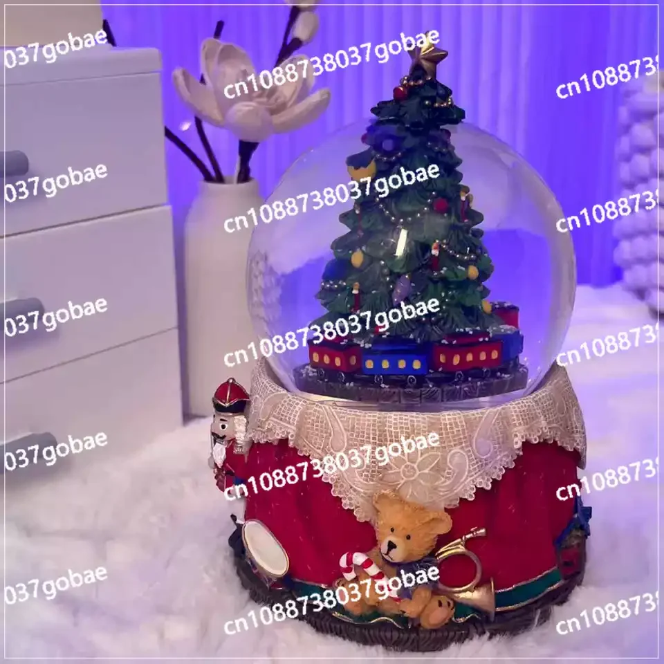 Snowflake glass crystal ball music music box snow ornament