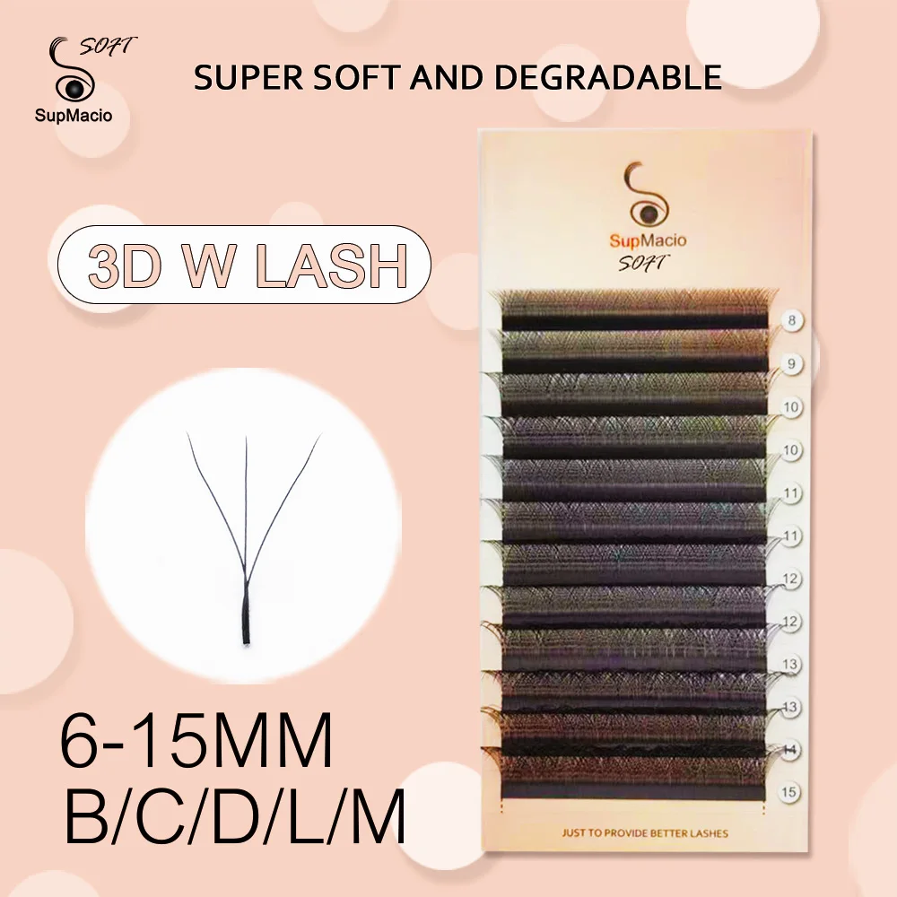 

Supmacio 3D Lashes Soft 3DW Shape Eyelash Extension Premade Volume Fan Lashes Natural Soft Narrow 3D W Lashes