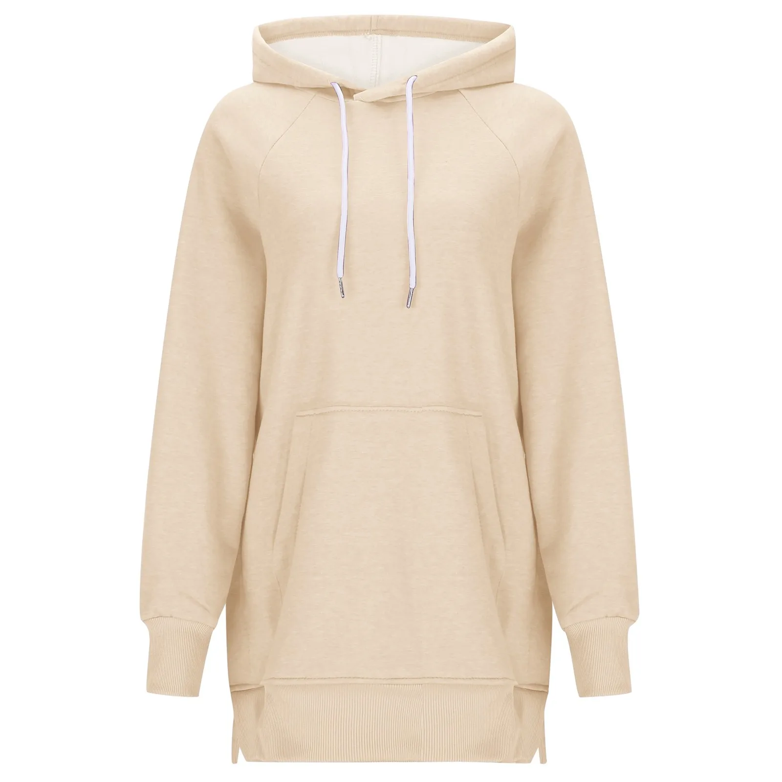 

Women's Casual Solid Color Hoodie Medium Long Loose Split Top Long Zip Sweatshirt Hoodie Christmas Hoodies for Women
