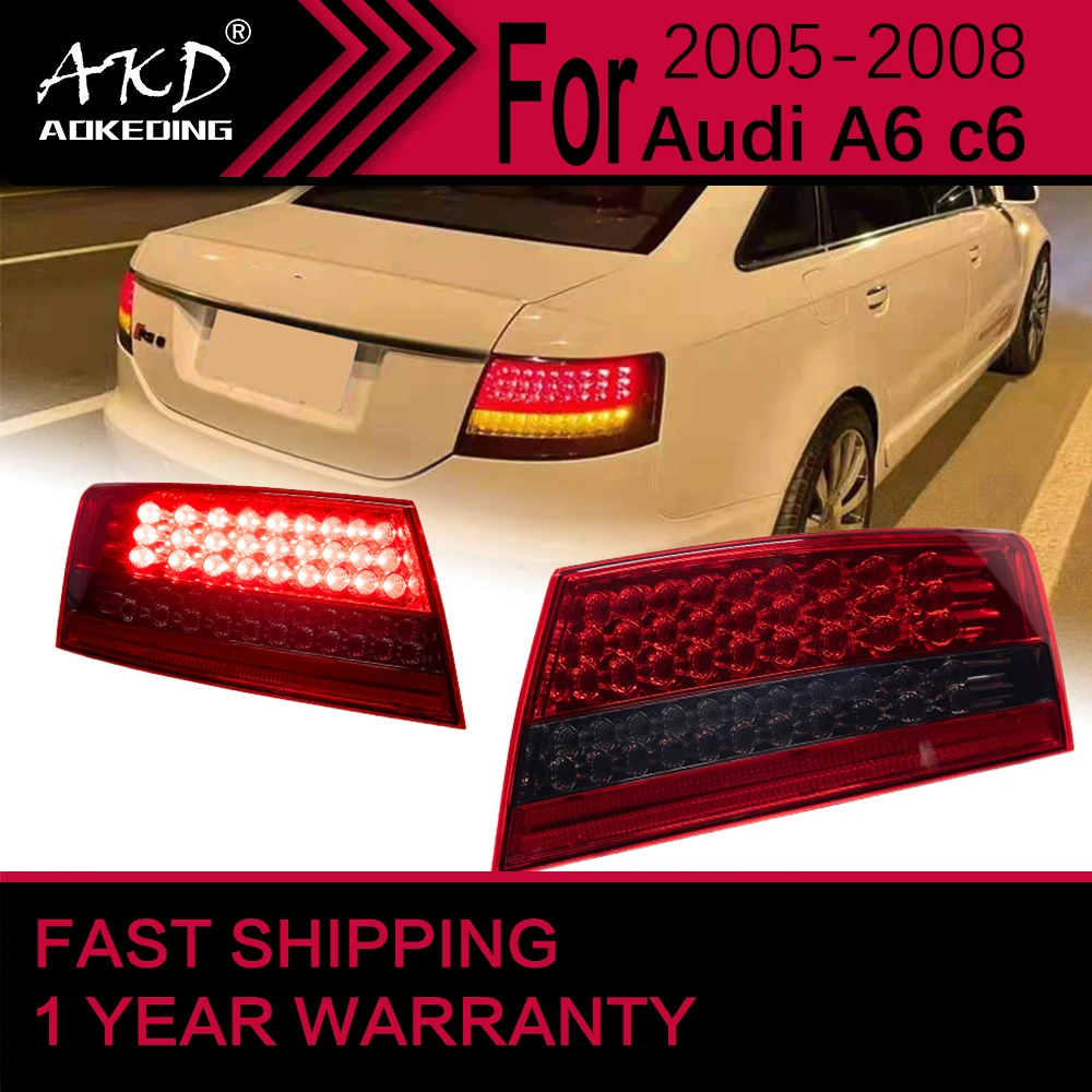 Światła samochodowe do Audi A6 C6 A6L światło tylne LED 2005-2008 A6 tylne światło stopu sygnał hamowania akcesoria samochodowe cofania DRL
