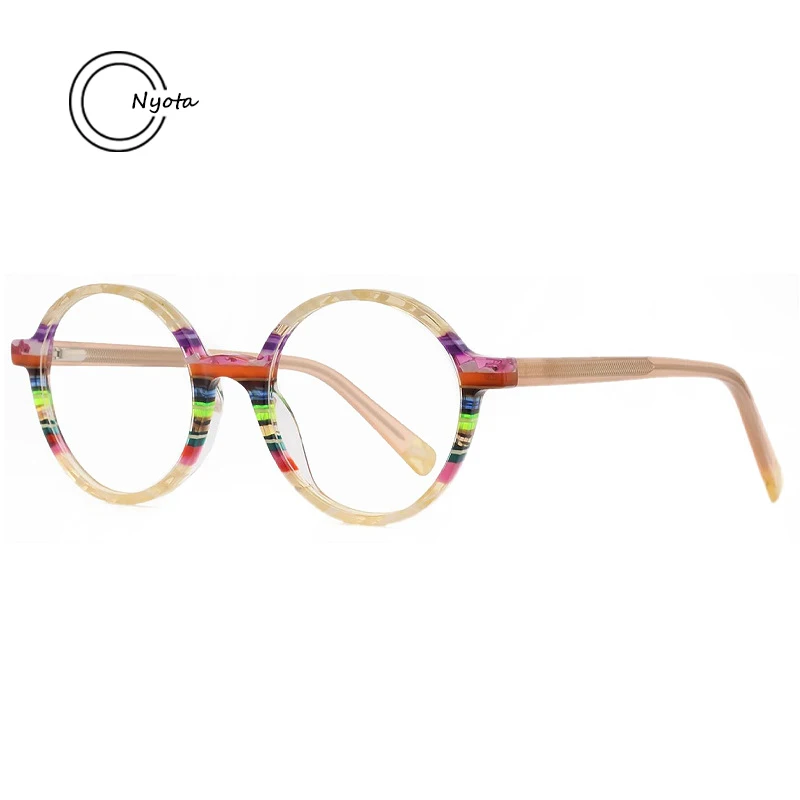 

Fashion Multicolor Acetate Round Glasses Frame For Women And Men Literary Retro Optical Eyeglasses Myopia Reading Trend Eyewear