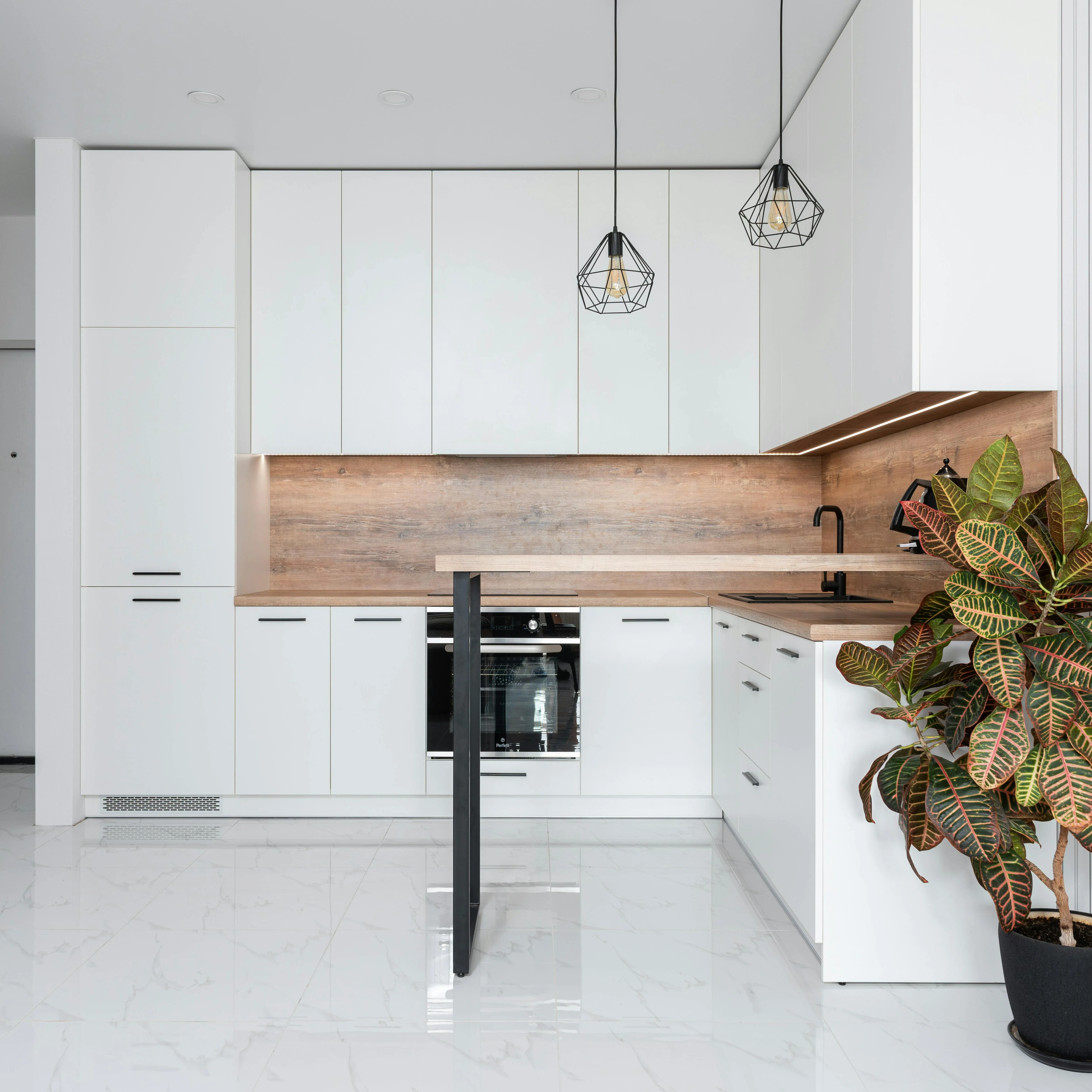 CBMmart Kitchen Cabinets Storage Wooden Solid Wood Melamine Classic White Glossy Laminate Soft Closing Cabinet