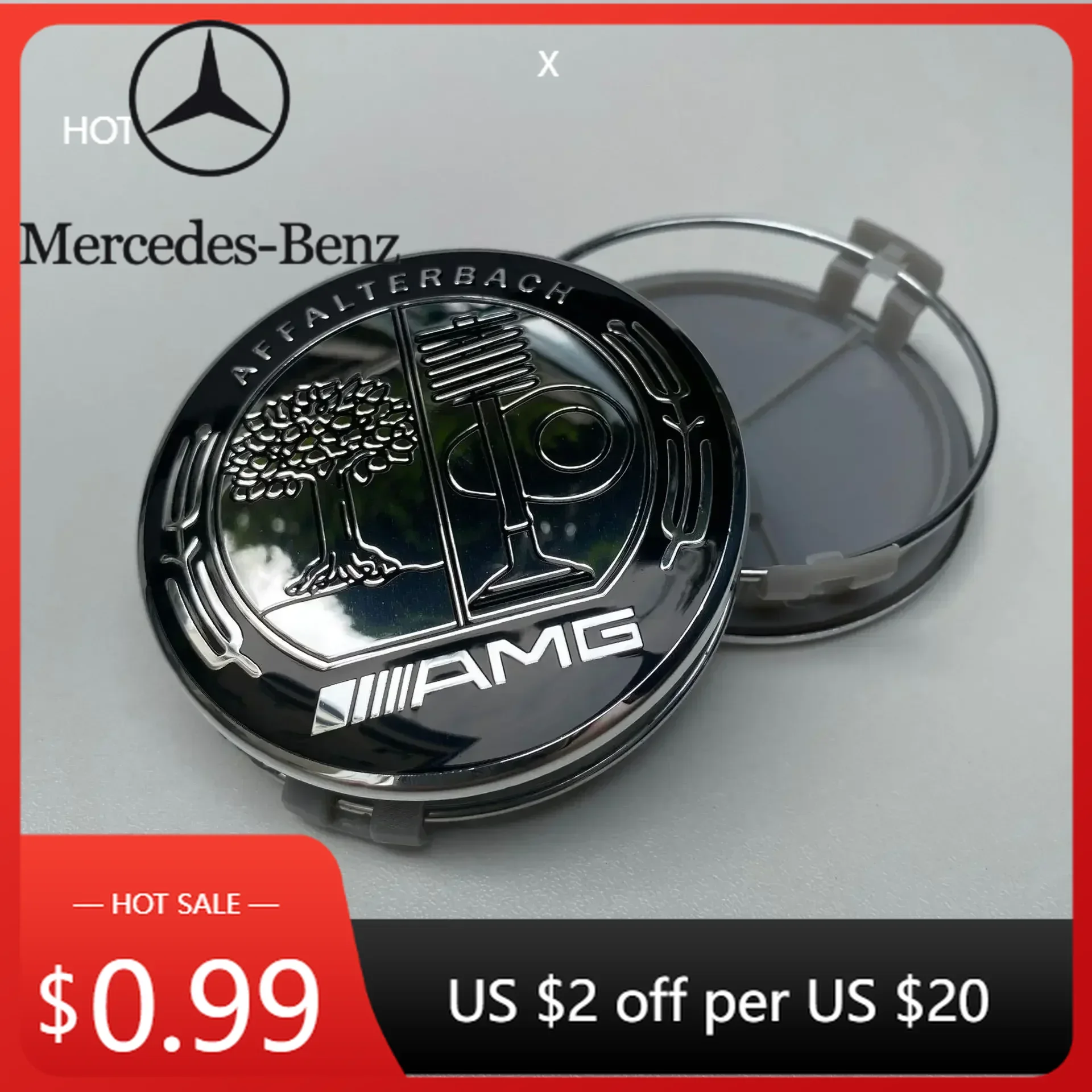 

Car Sticker Mercedes Benz 75mm Black and Silver AMG Hubcap Center Cap Upgrade Wheel Hub Cover