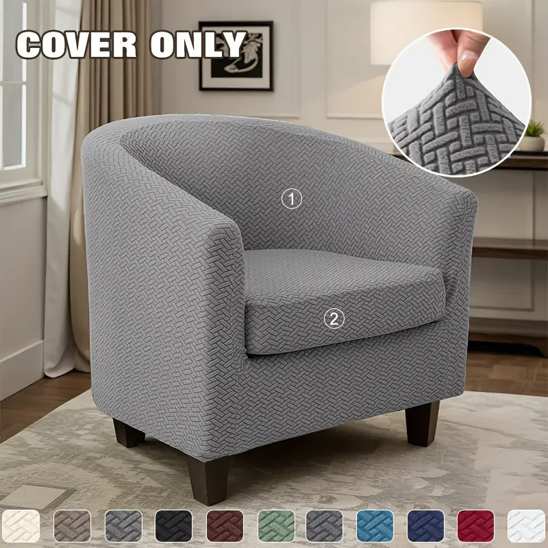 

1 Set Jacquard Tub Chair Cover Elastic Club Armchair Covers Solid Color Accent Sofa Cover Slipcover for Bar Living Room Party
