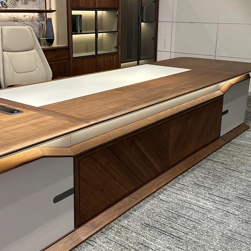 مكتب تنفيذي حديث مصمم باللون البني الجمالي مكاتب مكتبية فاخرة كبيرة أدراج بيضاء أثاث مكتبي رخيص من Mesa De Escritorio