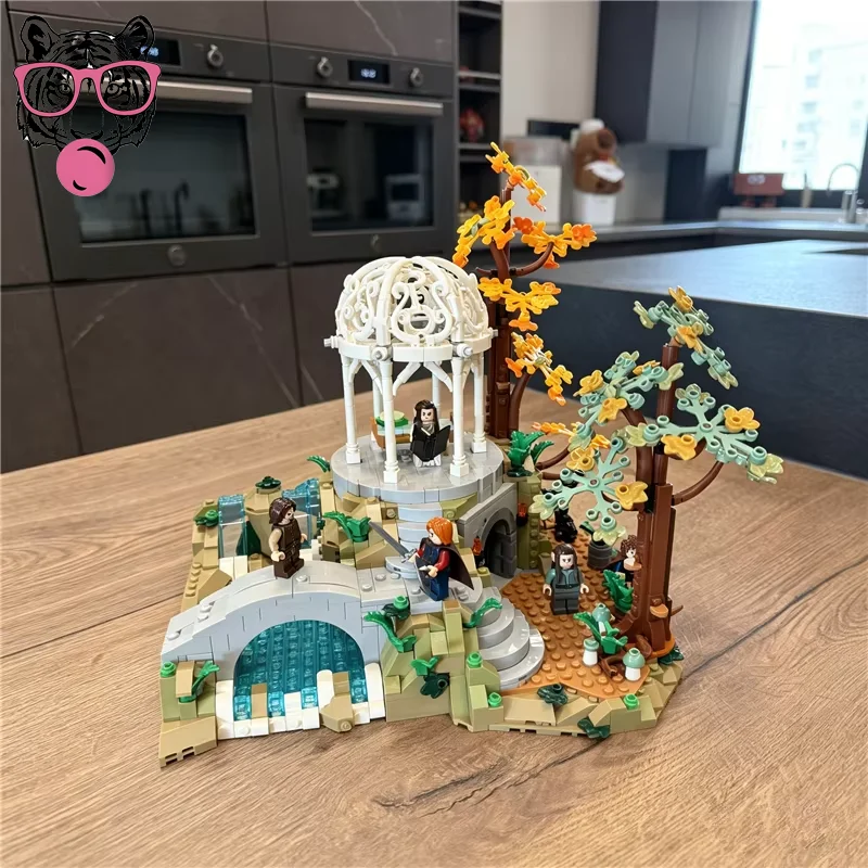 Hot  6167 pcs Fantasy Elven Sanctuary Building Bricks Medieval Castle Model with Tree Waterfall Details Collectible