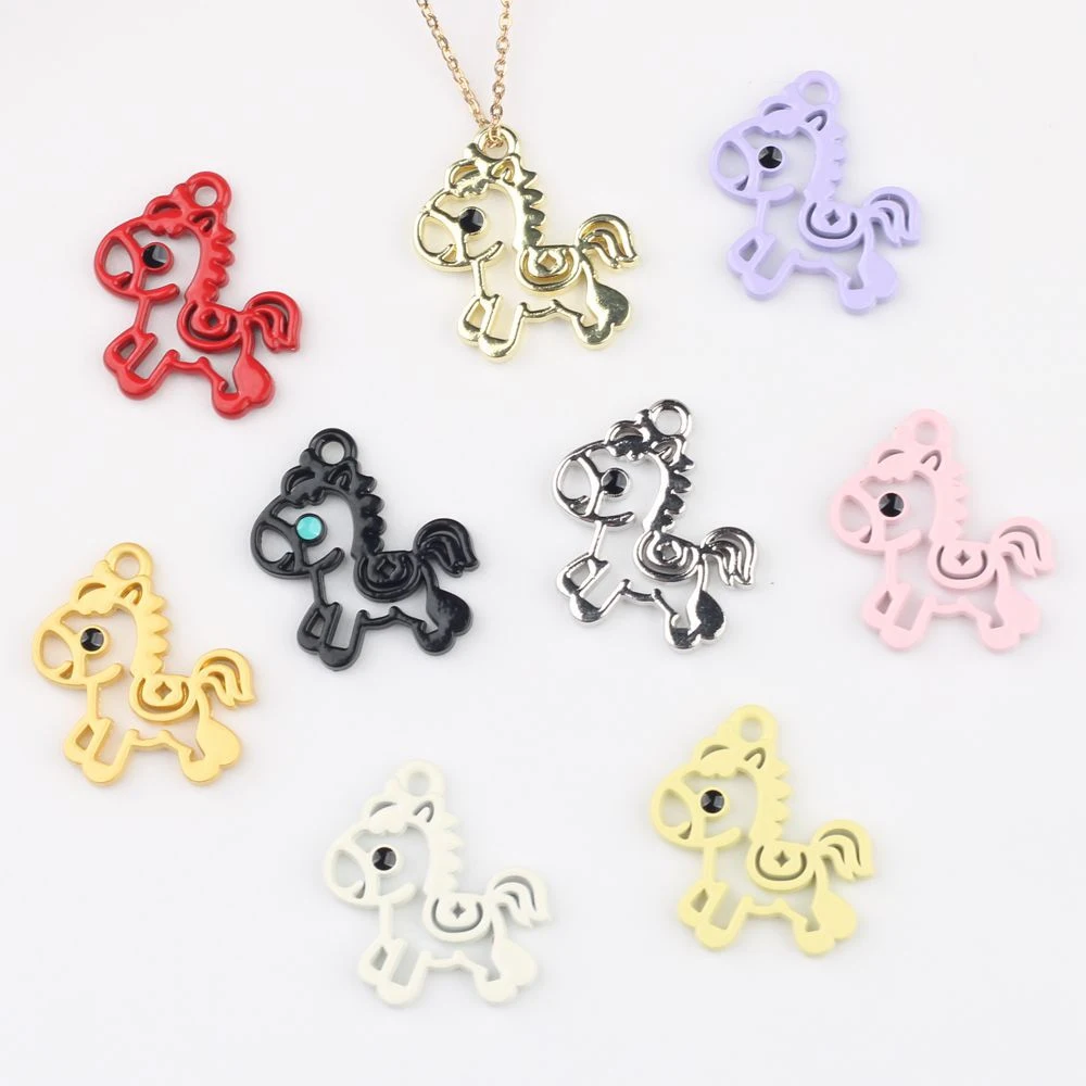 10pcs Hollow Out Horse Shape Charms Pendant Earring Necklace Bracelet Jewelry Making Accessories DIY Handmade Craft Ornaments