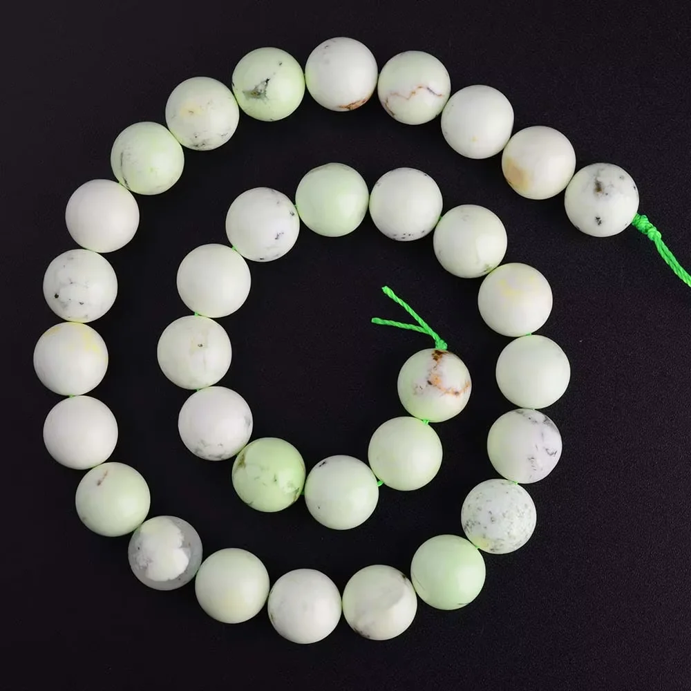 Natural Genuine Yellow Green Australian Turquoise Round Loose Gemstone Beads 6-12 mm 15