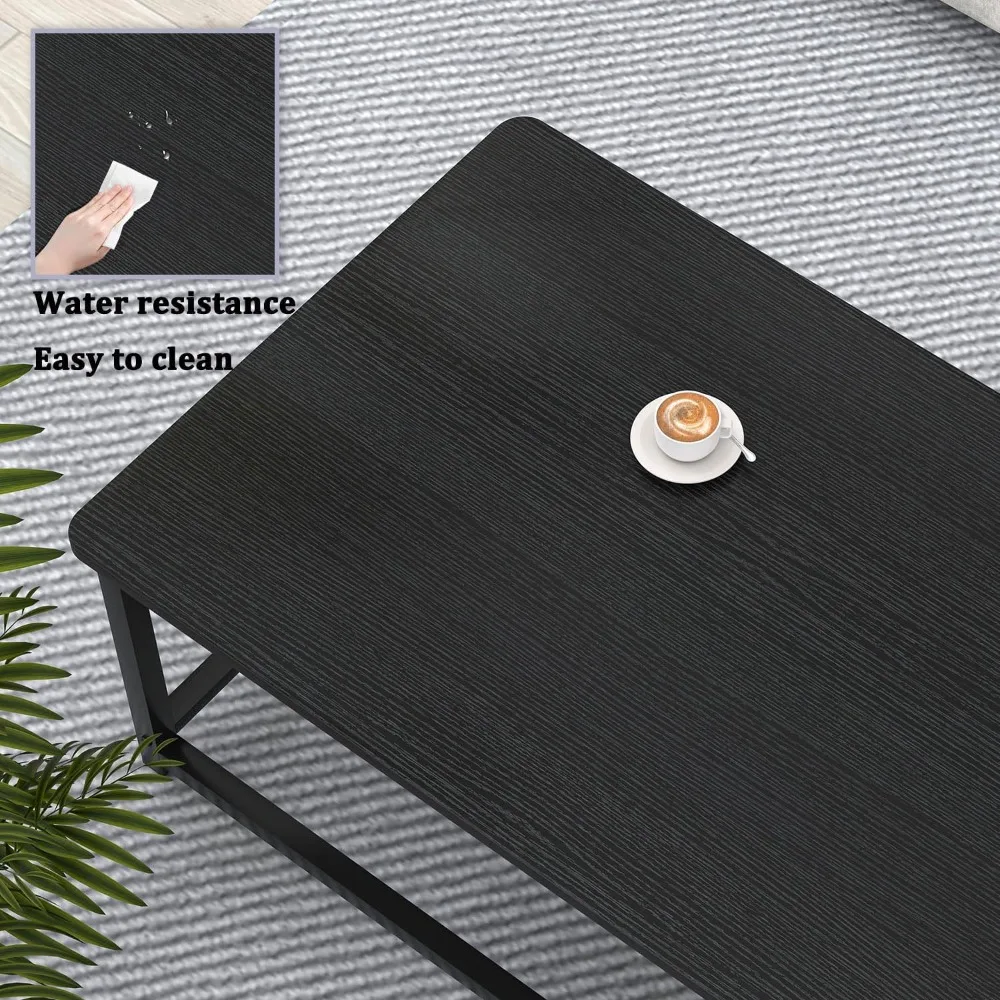 Rustic Modern Coffee Table with Storage Shelf, 47 Rectangular Living Room Furniture