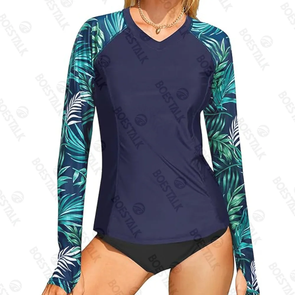 New women's surfing T-shirt sexy women's surfing T-shirt beach sunscreen leggings anti-ultraviolet swimsuit UPF 50 surfing suit