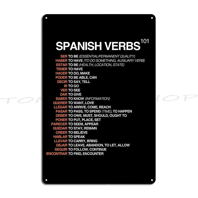 Russian Verbs 101 Russian Language Metal Signs Club Cave Funny Cinema Printed  Tin Sign Poster