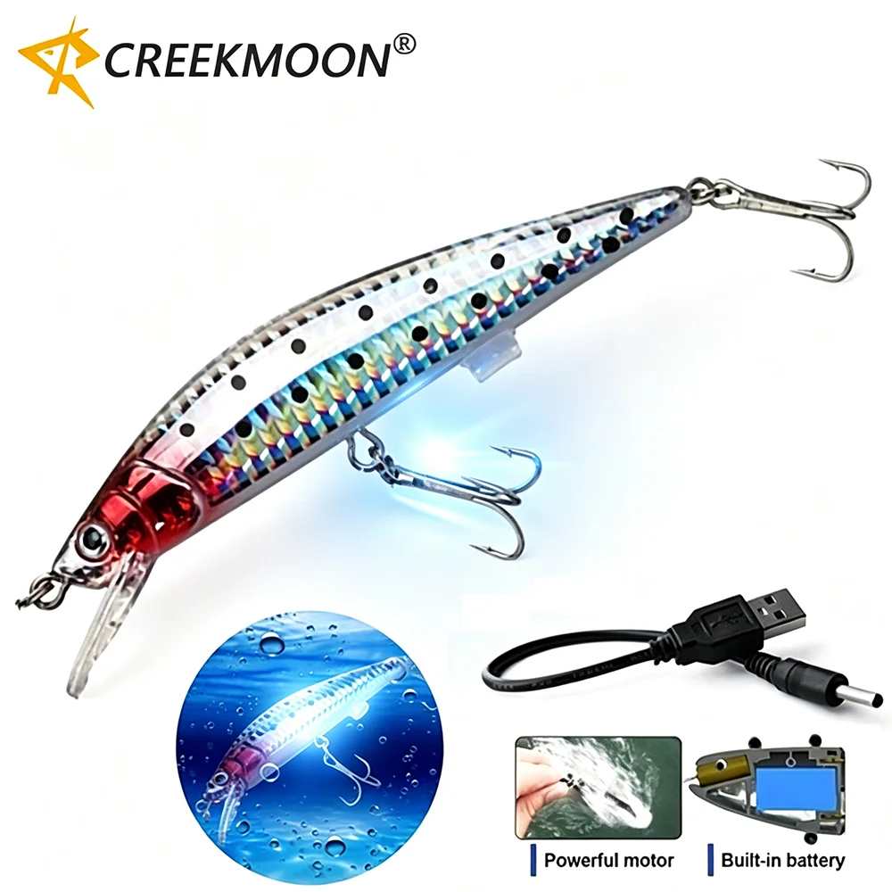 3/1Pcs Fishing Bionic Luminous USB Electric LED Lure 12cm Simulation Twitching Bait Usbrechargeable Wobbler Swimbait Accessories