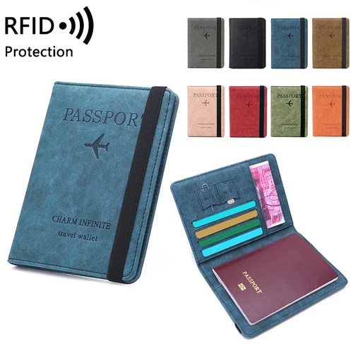 RFID 도난 방지 브러시 여권 가방, 티켓 문서 보관 가방, 간단한 패션 카드 가방, 다기능 여행 여권 거치대 