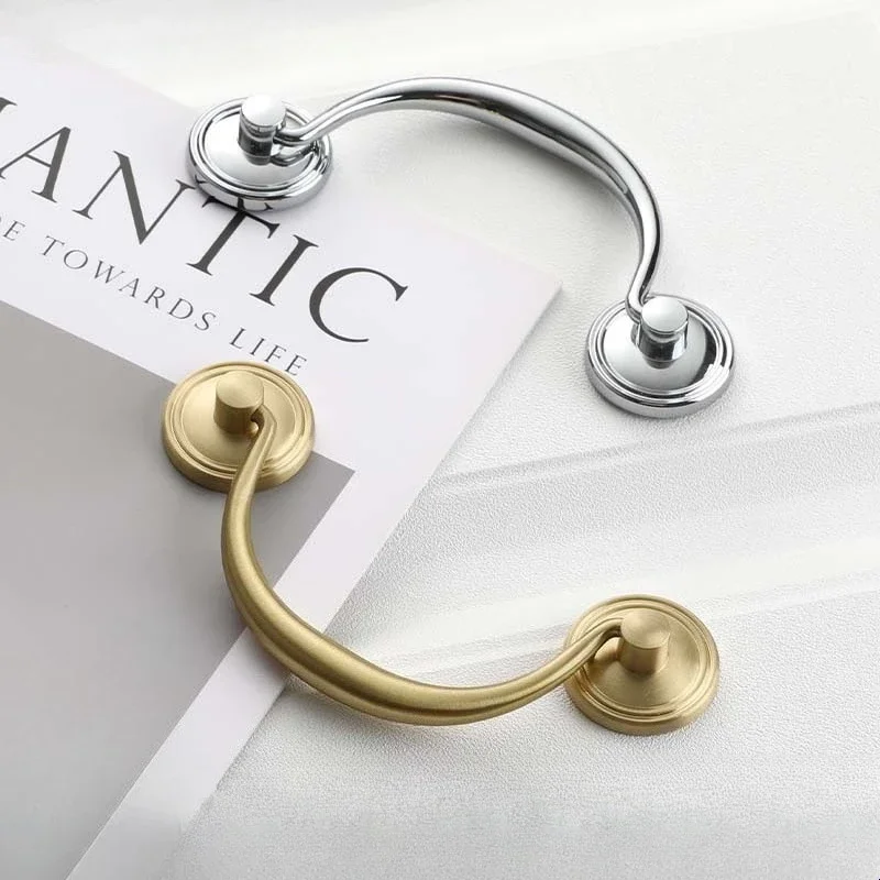 

Cabinet Door Handle Cabinet Drawer Solid Copper Handle Chrome Plated Glossy Silver French Style Wardrobe Door Handle