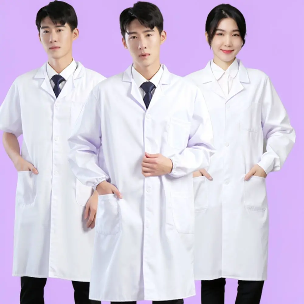 Unisex Lab Coat Professional Protective Clothing Cotton Blend Breathable Uniform For Medical Doctor School Lab Experiment