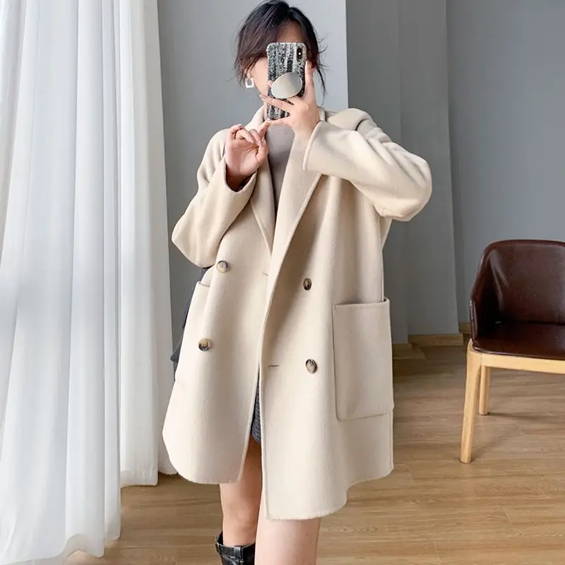 Black Tweed Coat Women's 2026 Autumn and Winter New Medium and Long Woolen Jackets