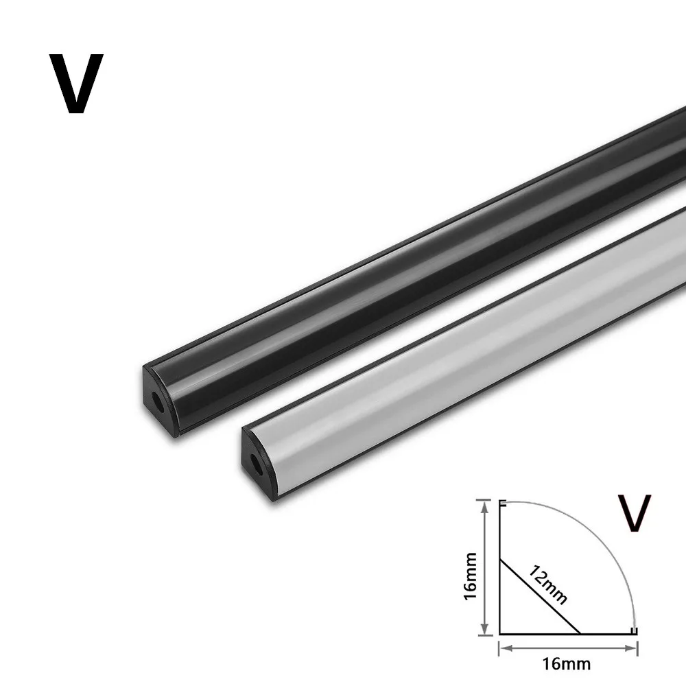 Black Cover 2-30 Pieces/Pack LED Aluminum Profile 0.5m/Piece U/V Shape Suitable For 8-12mm LED Light Strip Housing Channel